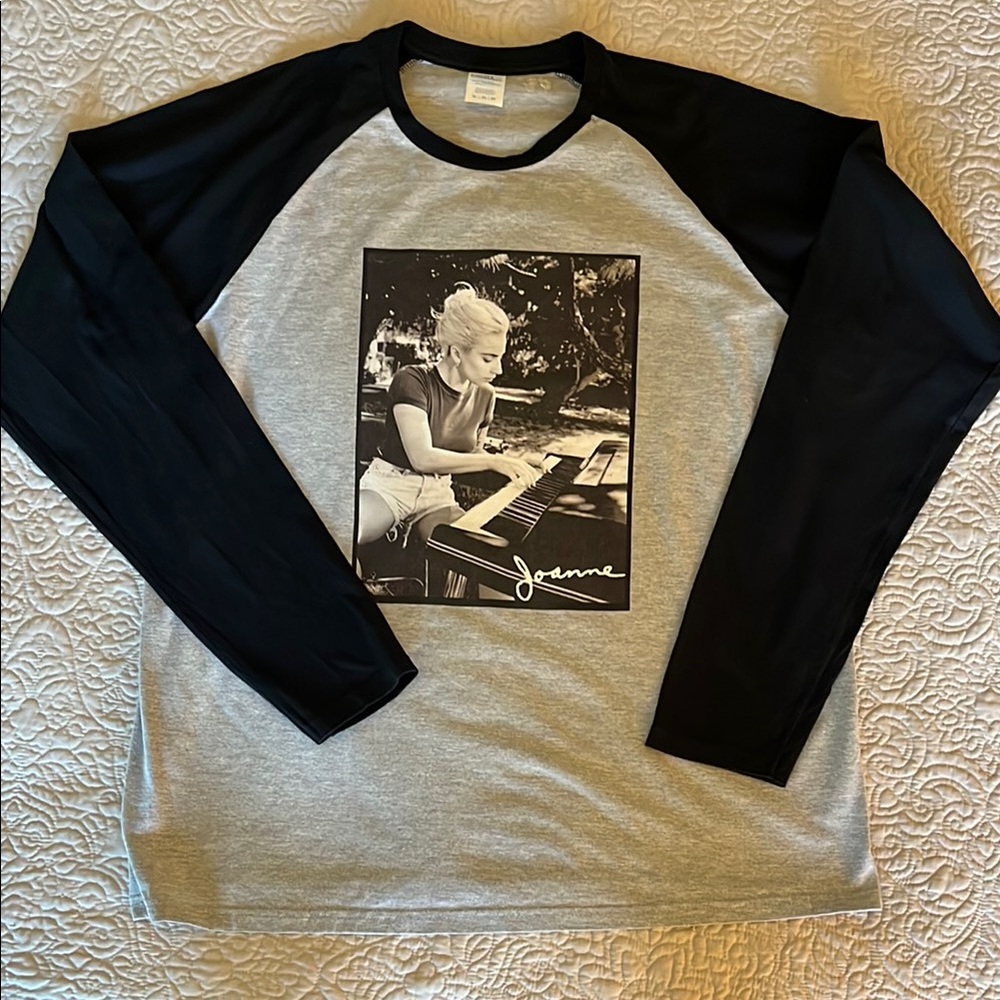 Lady Gaga “Joanne” Black and Gray Long Sleeve Graphic Tee